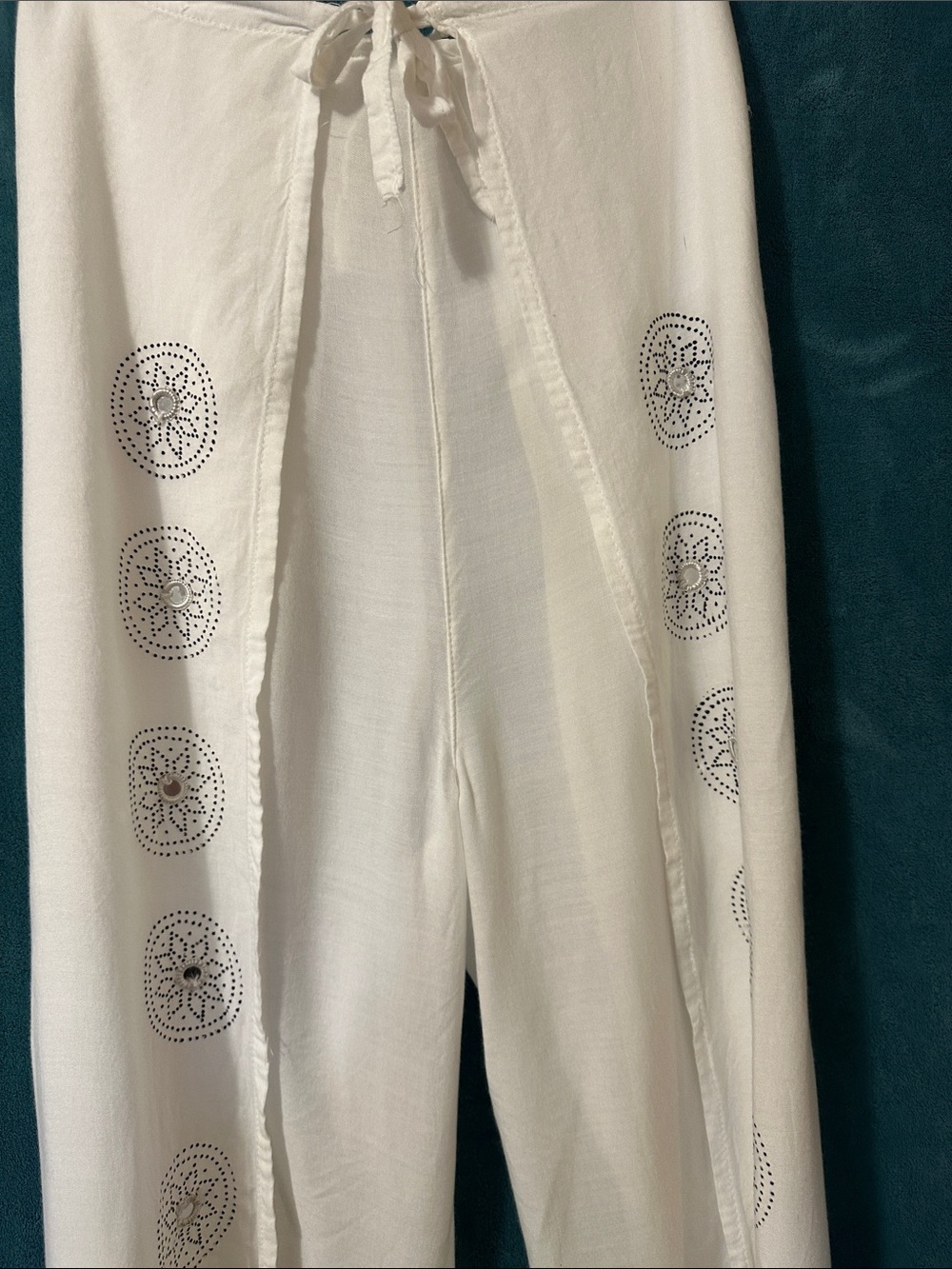 BOHO Beachy Festival White Flowing Handkerchief Hem Palazzo Pants